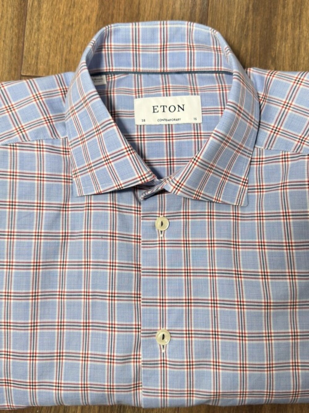ETON Men's Long Sleeve Plaid Button-Down Shirt 100% cotton 38-15
